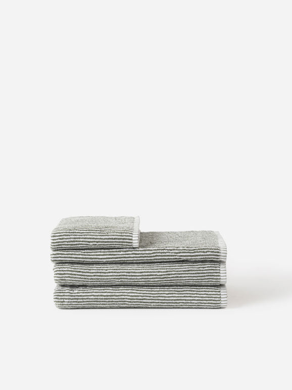 Stripe Cotton Bath Towel Range - Olive/White