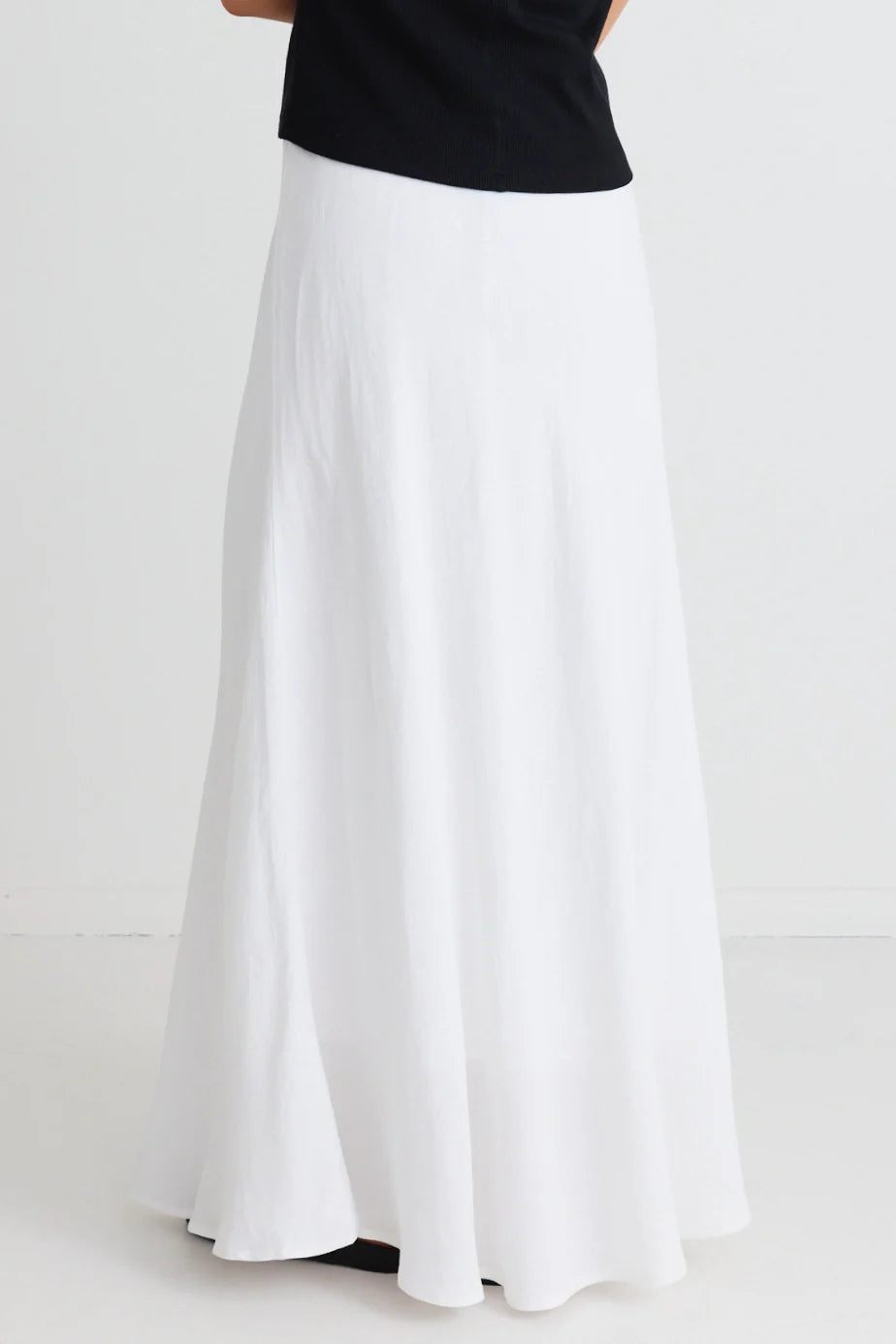 Lagos White Linen Blend Bias Maxi Skirt