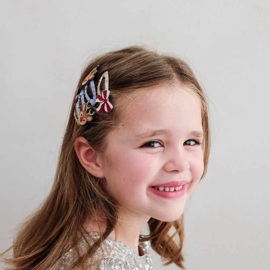 Rudolph and bow hair clips
