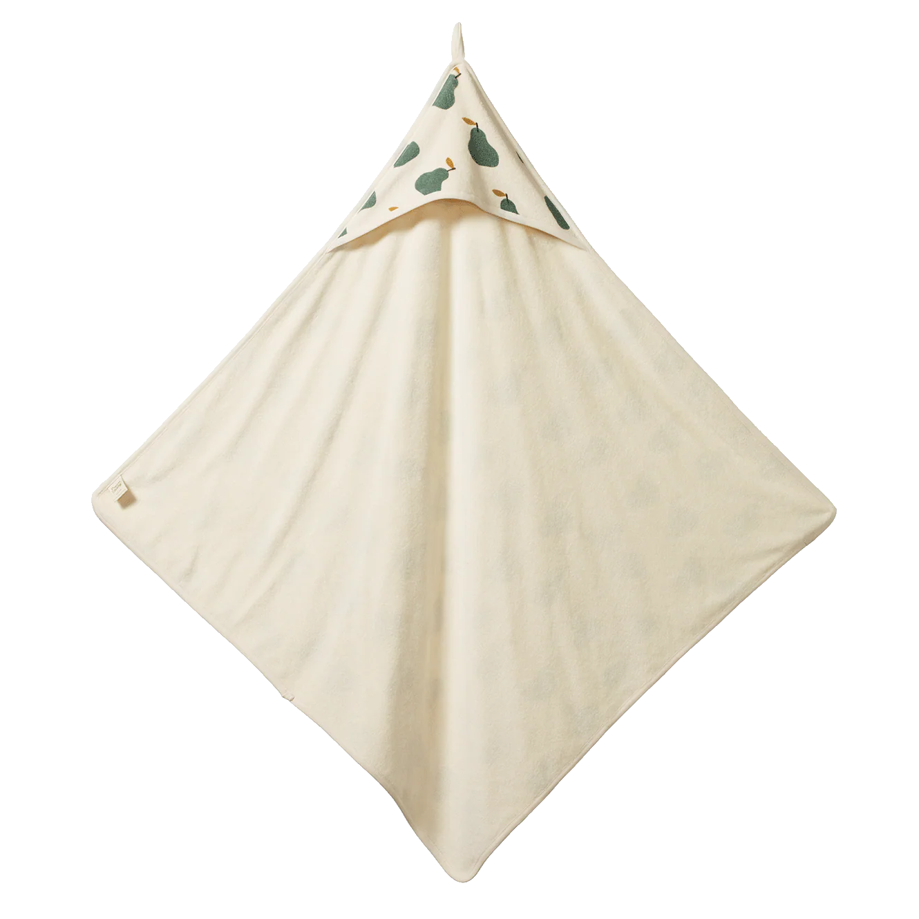 ORG COTTON HOODED TOWEL, Pear Print,