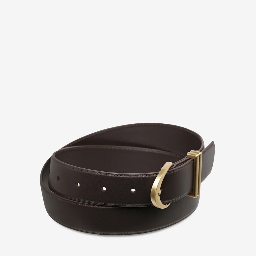 Under Your Spell Belt - Choc Nappa/Gold