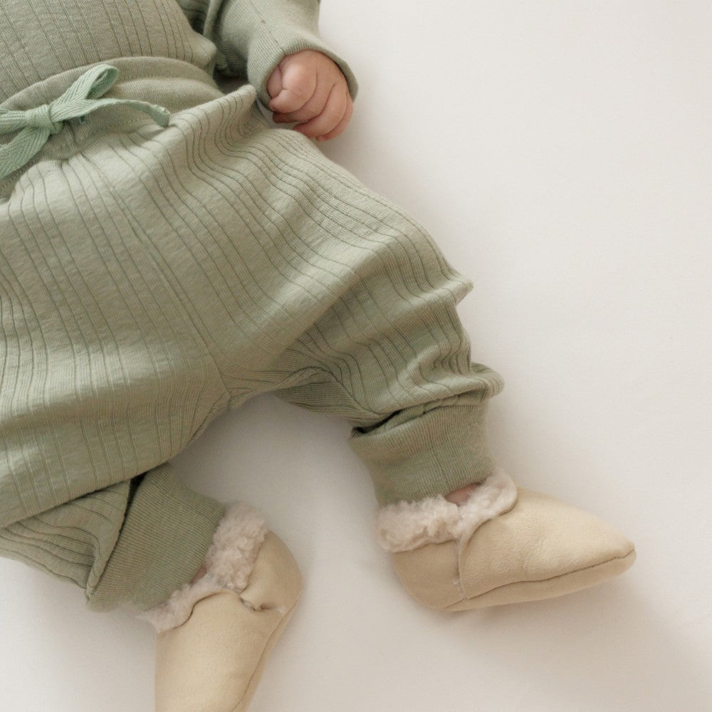Woolbabe Merino/Organic Cotton Relaxed Pants - Flax Marl