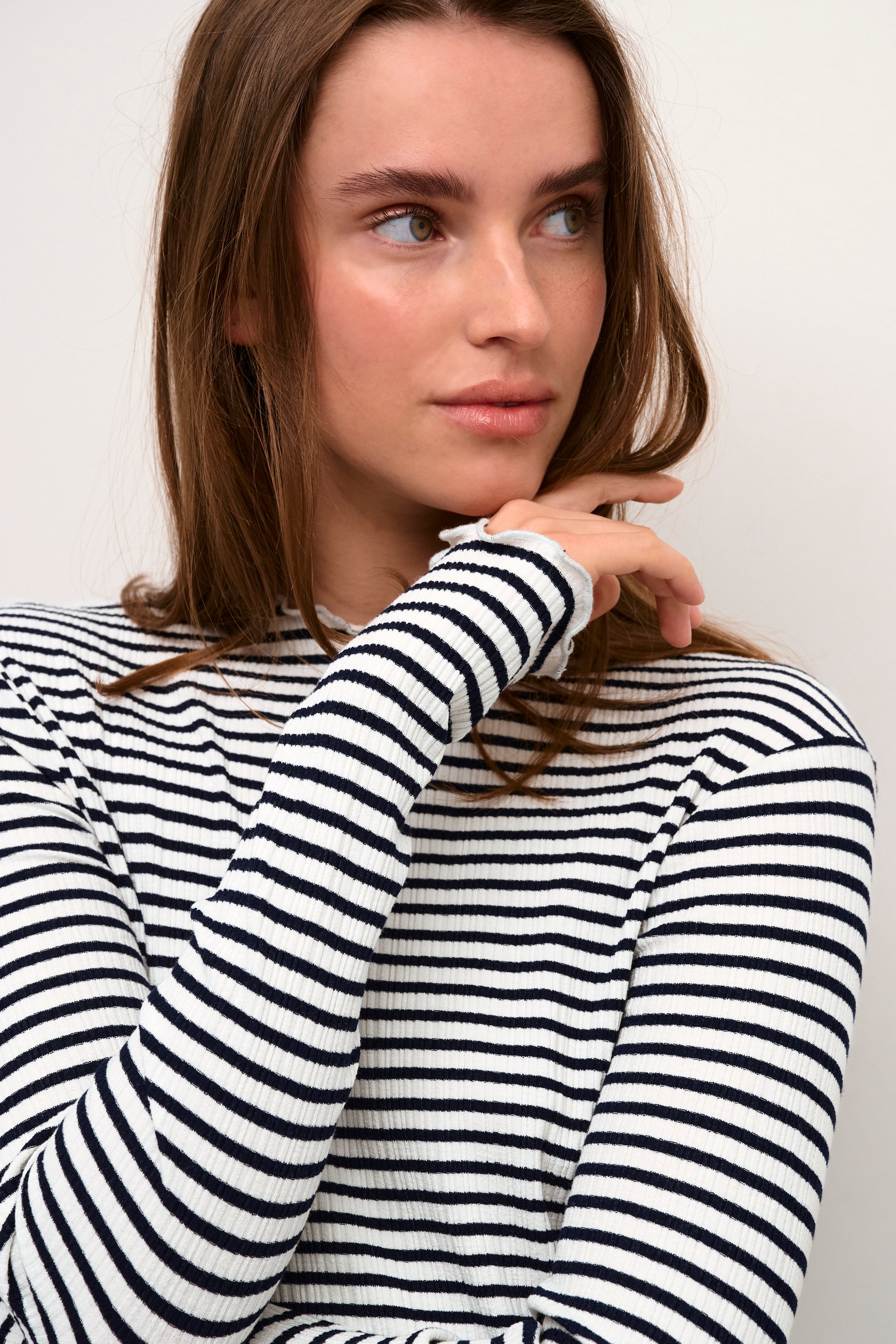 Candace long sleeve - Egret/Meteorite stripe