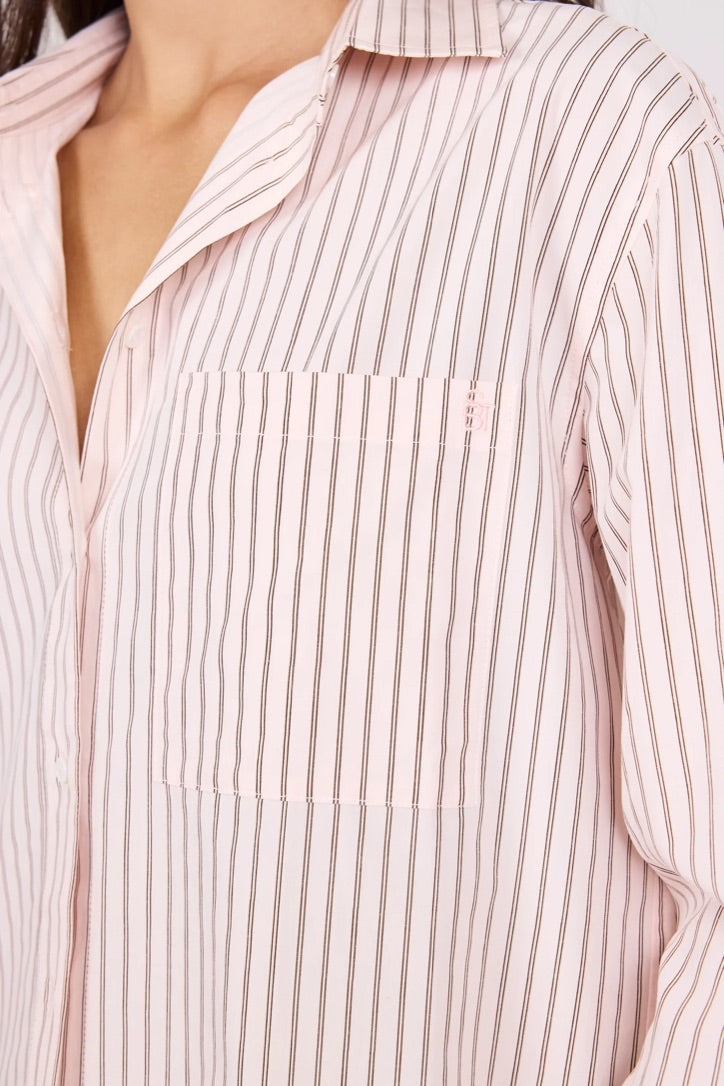 You Got This Blush Double Pinstripe Oversized Boyfriend Shirt