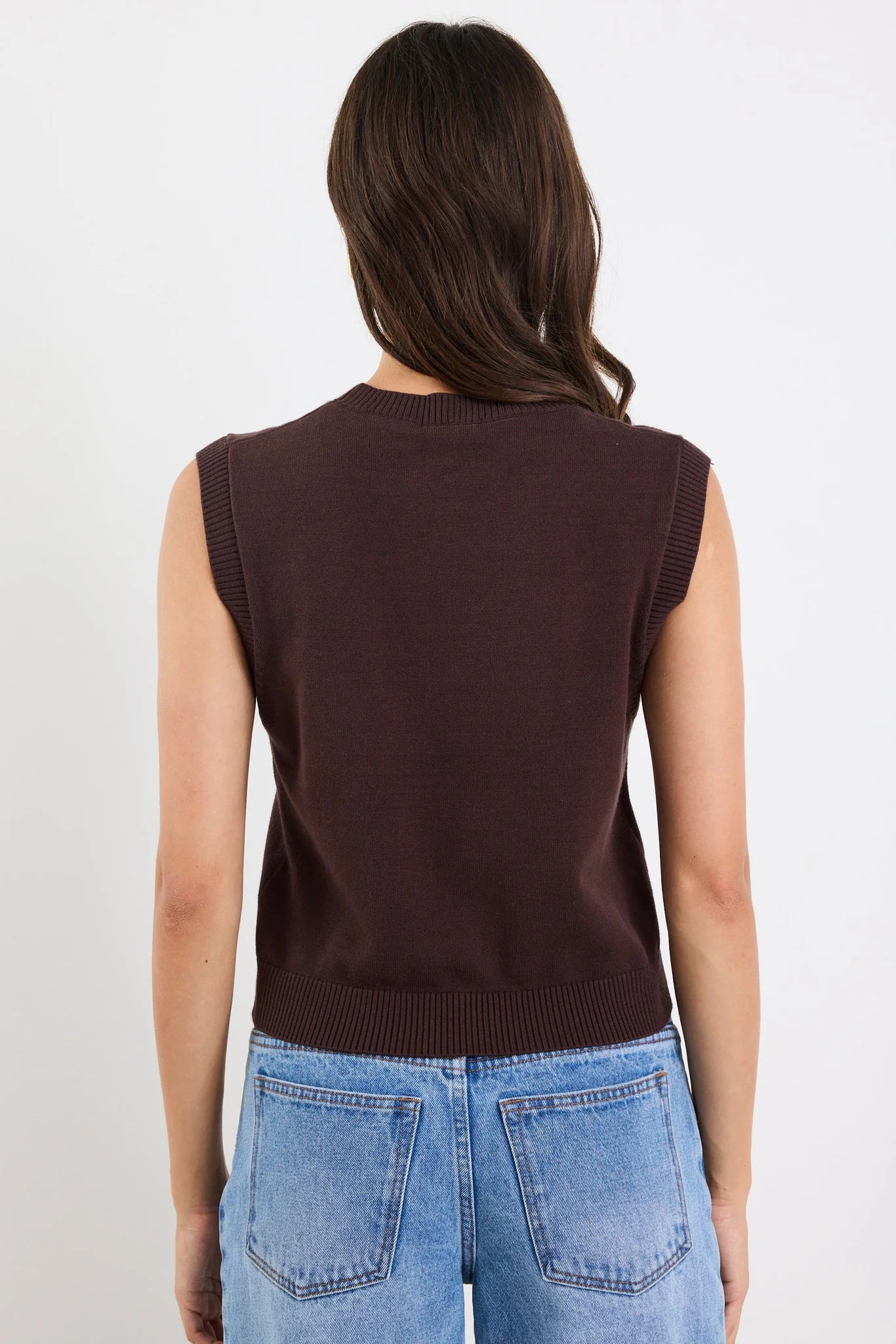 Distance Chocolate Crewneck Knit Vest