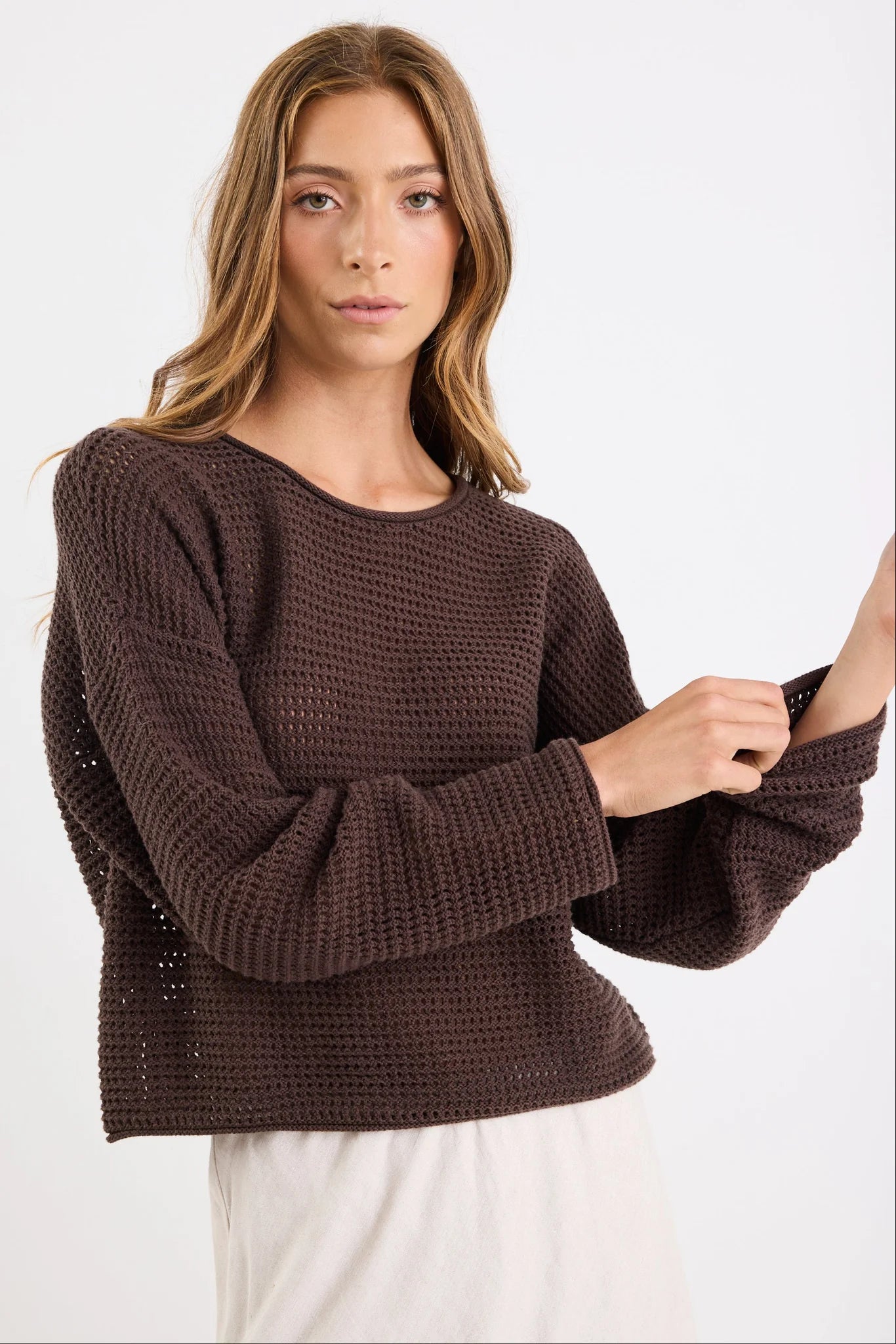 Dawn Chocolate Crochet Knit Jumper