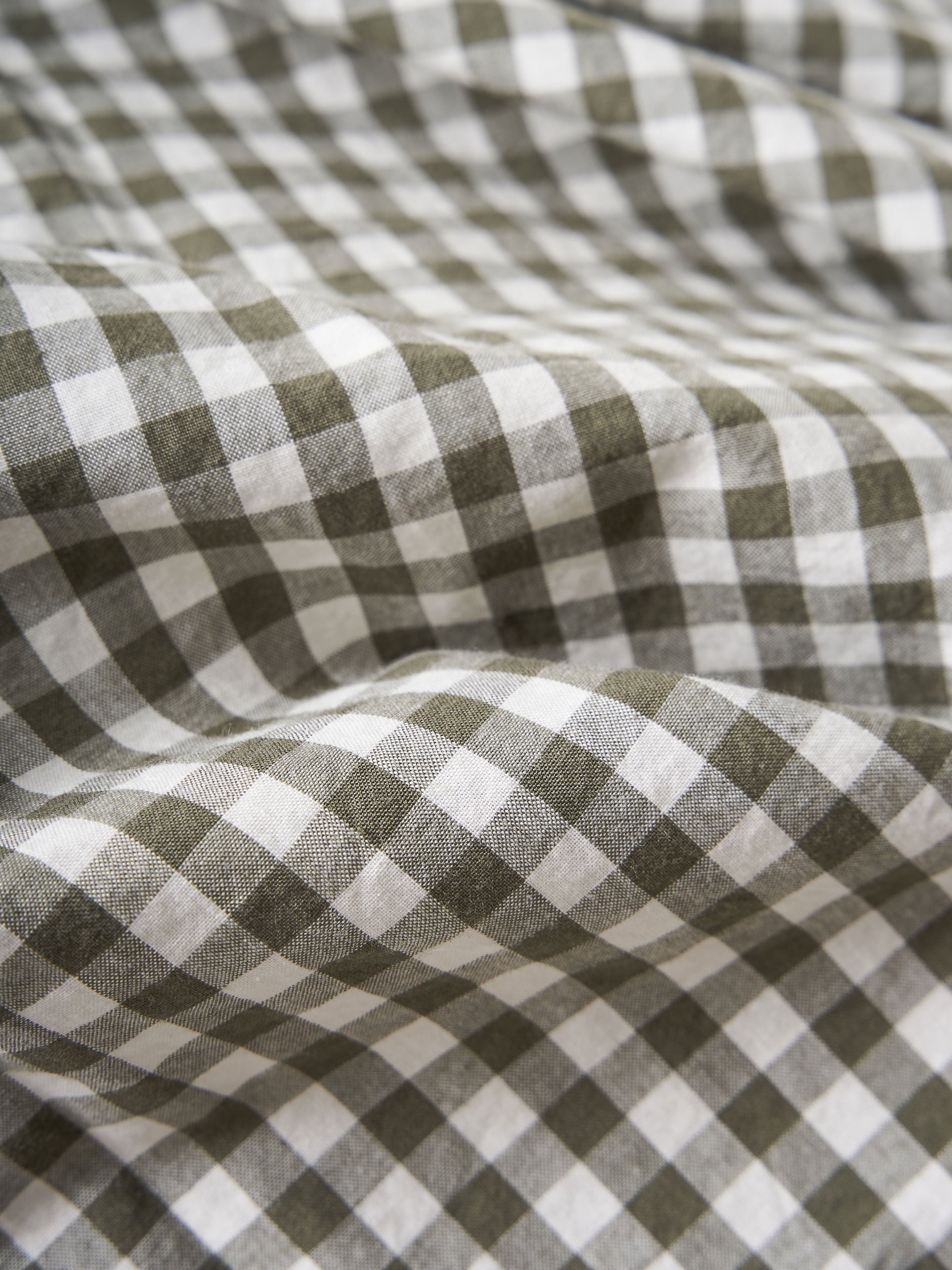 Gingham Organic Cotton Duvet Cover - Olive