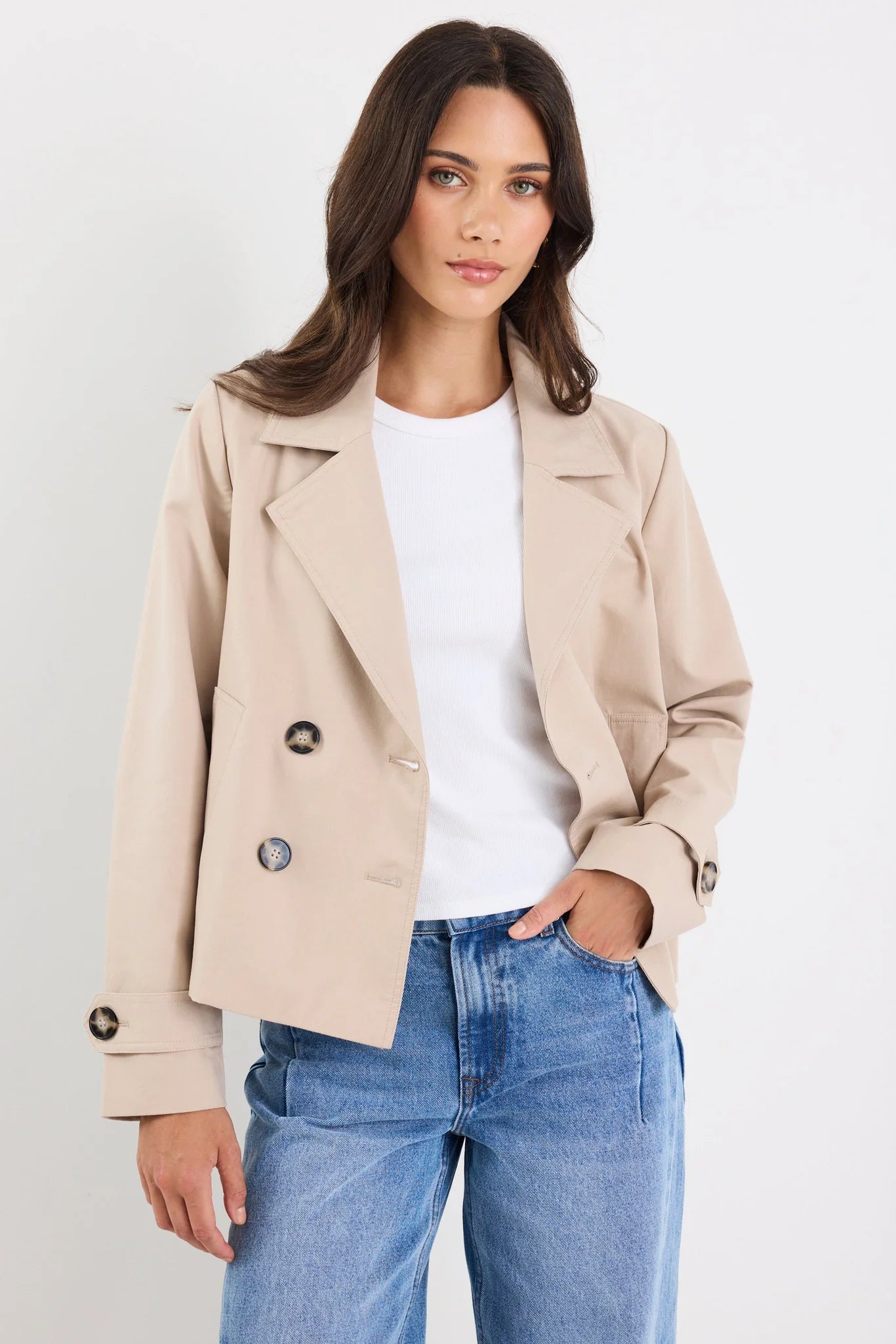 Pathway Cropped Trench Coat - Taupe