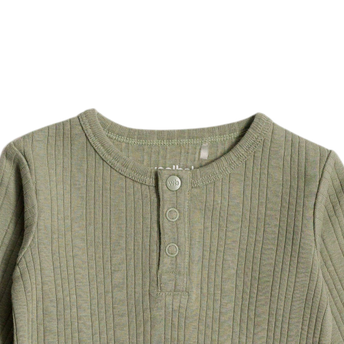 Woolbabe Merino/Organic Cotton Long Sleeve Henley Bodysuit - Flax Marl