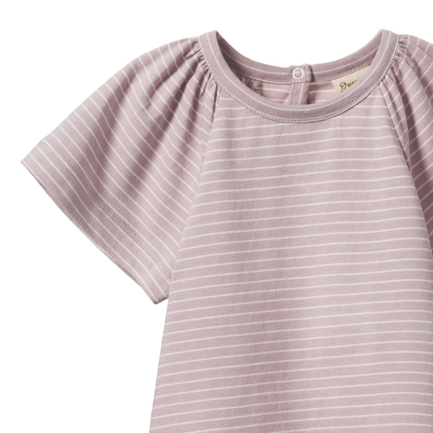 Faye tee - LILAC/NATURAL PINSTRIPE