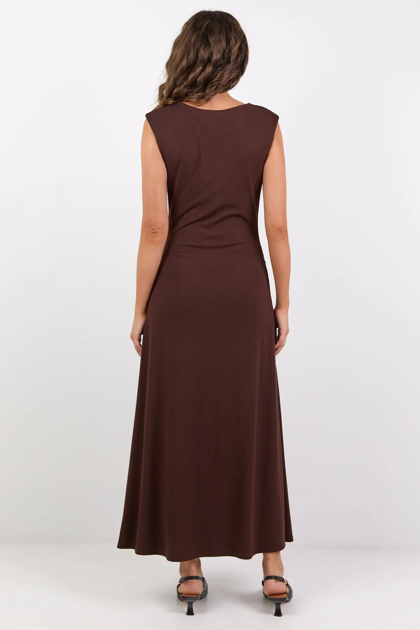 Envelope Chocolate Sleeveless Knit Maxi Dress - Chocolate