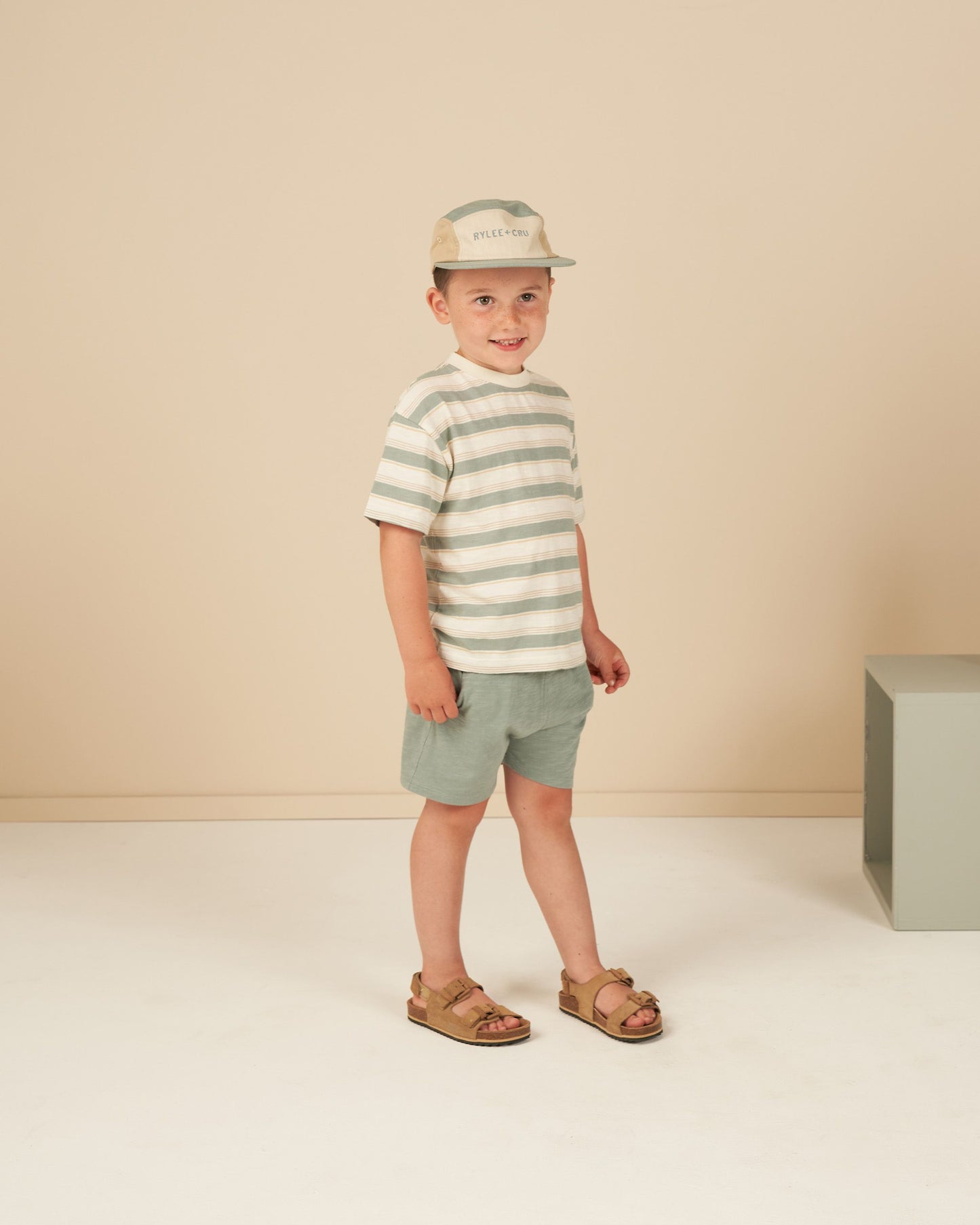 Relaxed Tee - Aqua stripe