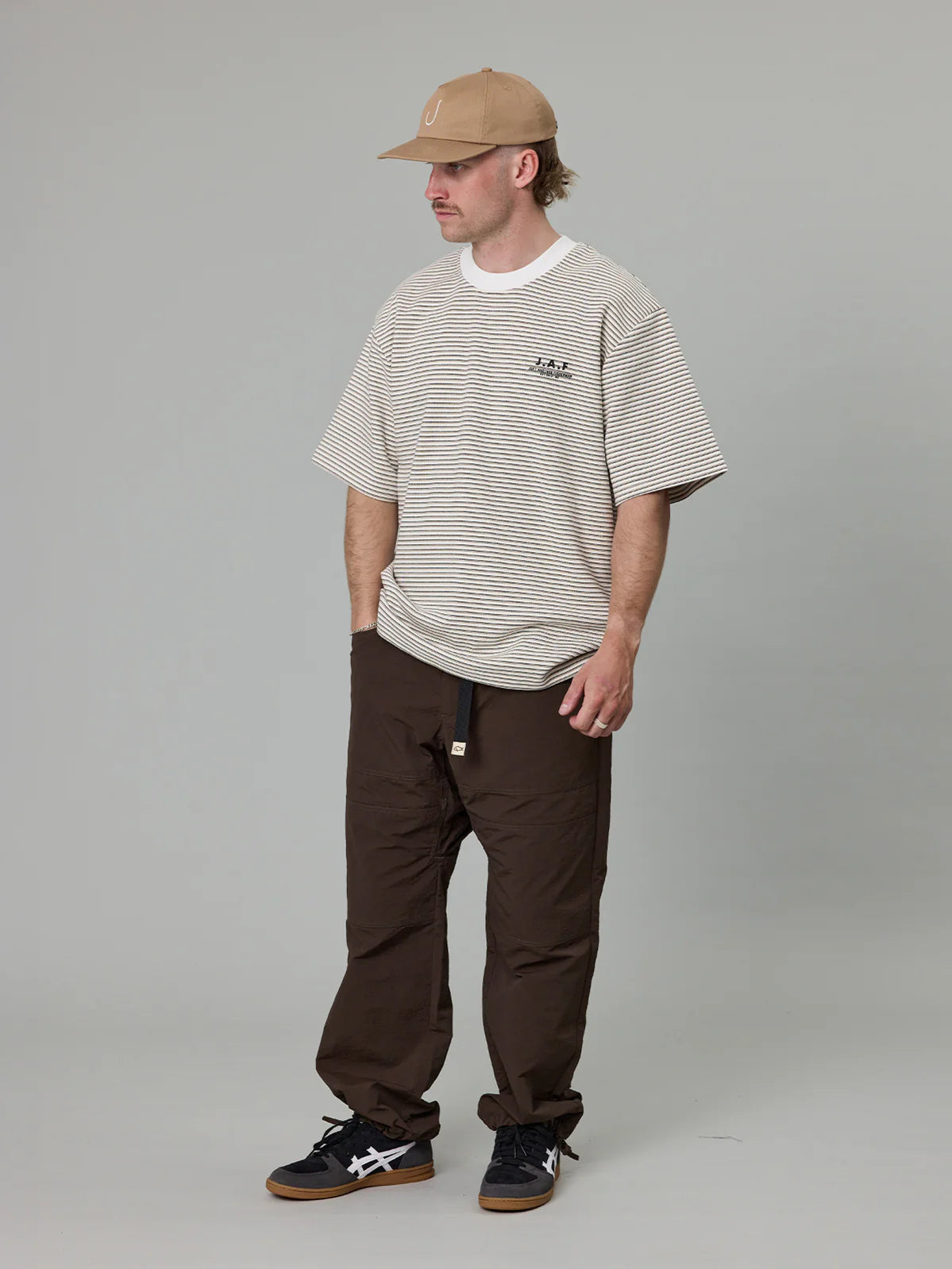 J.A.F HEAVY SHORE TEE - OFF WHITE STRIPE