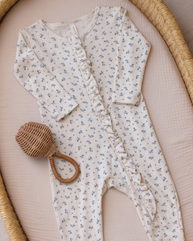 Ruffle Jumpsuit Blue Ditsy