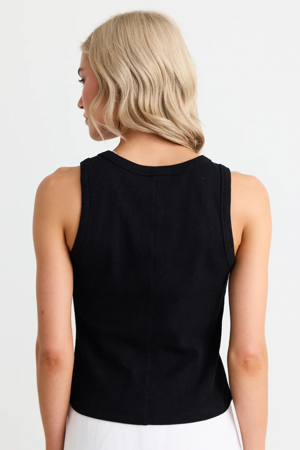 Cobble Black Rib Cutaway Tank - Black