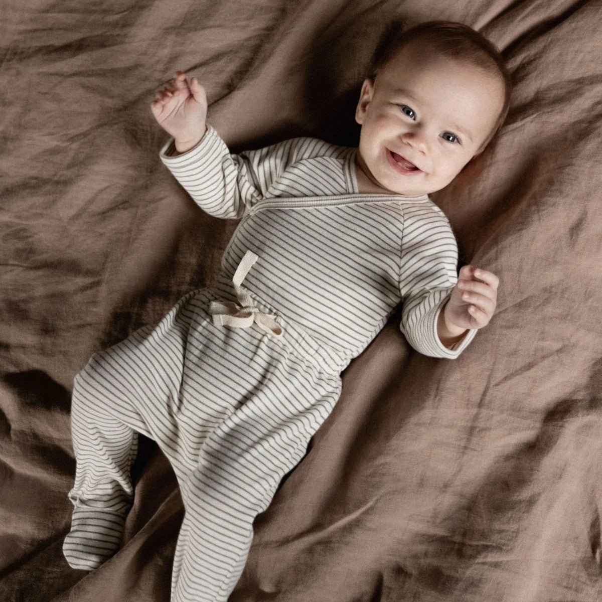 Kimono Bodysuit - MUSHROOM PINSTRIPE