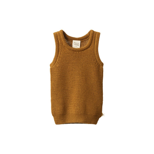 Merino knit vest - TOFFEE CHUNKY KNIT