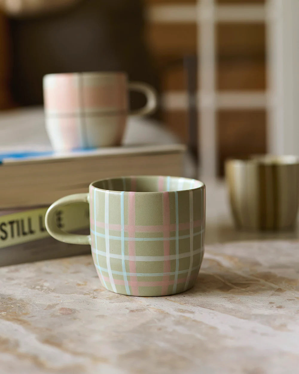 Sage & Blush Check Mug - Cat's Pyjamas