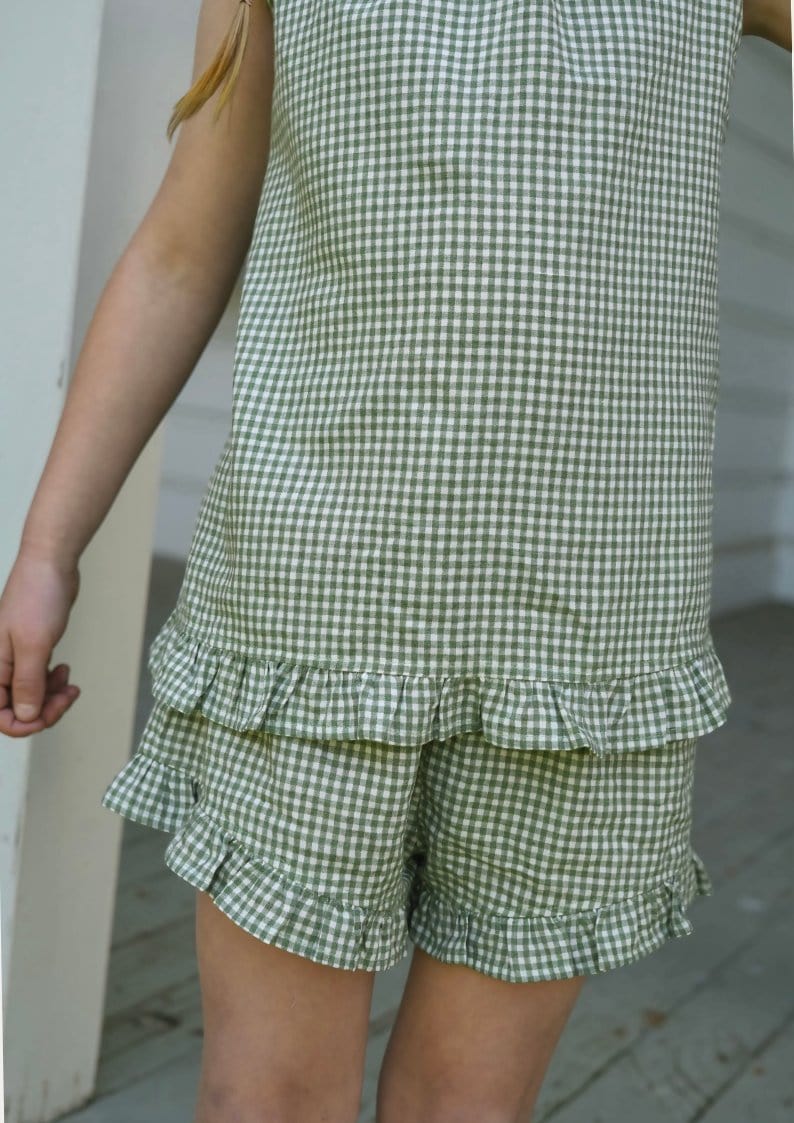 Lily frill short - Green/White Gingham