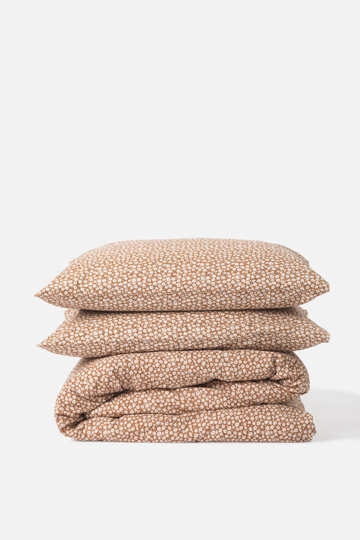 Forget Me Not Organic Cotton Duvet Cover -Toffee/Nougat