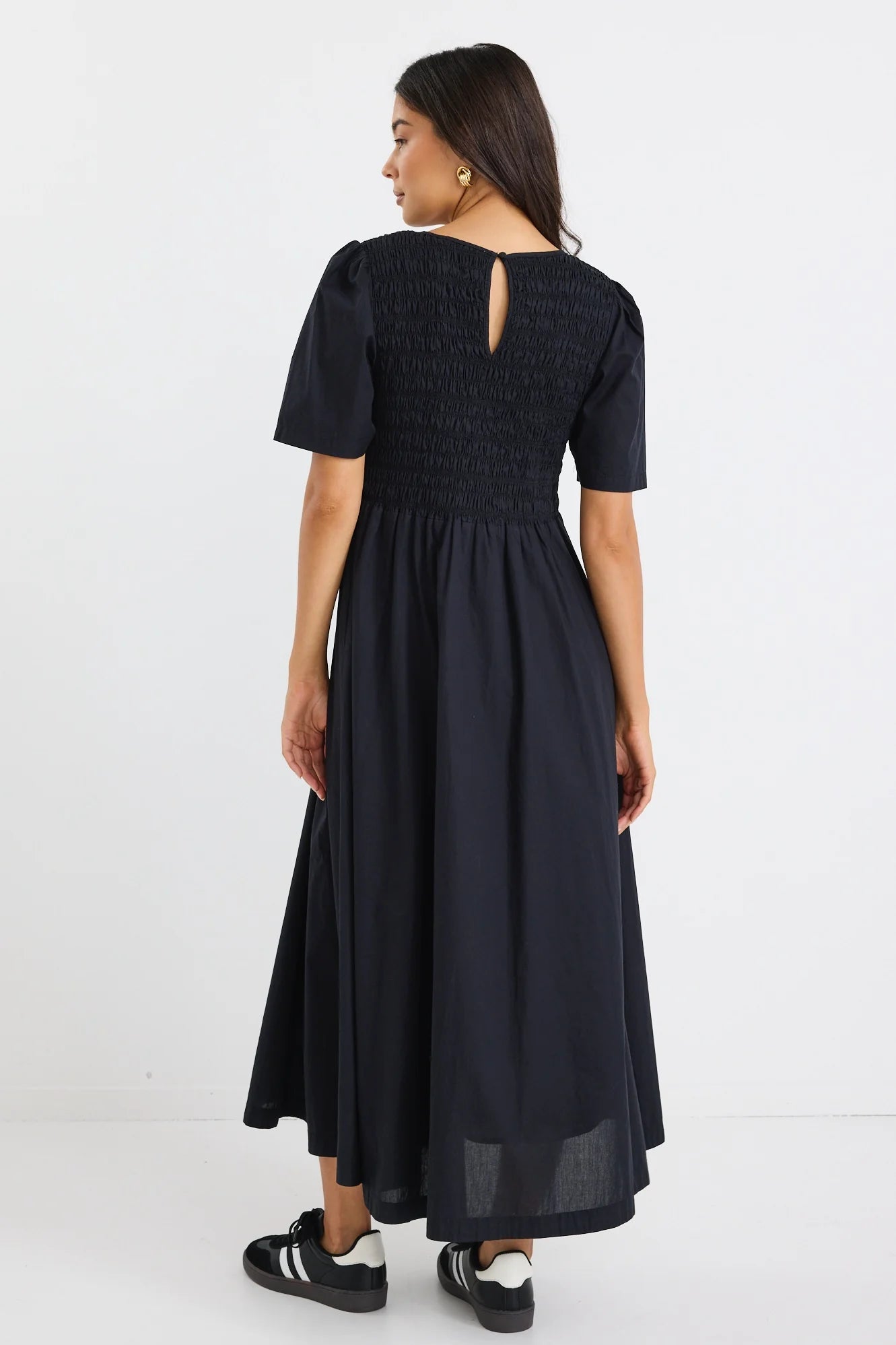 Wren Midi Dress - Black Linen