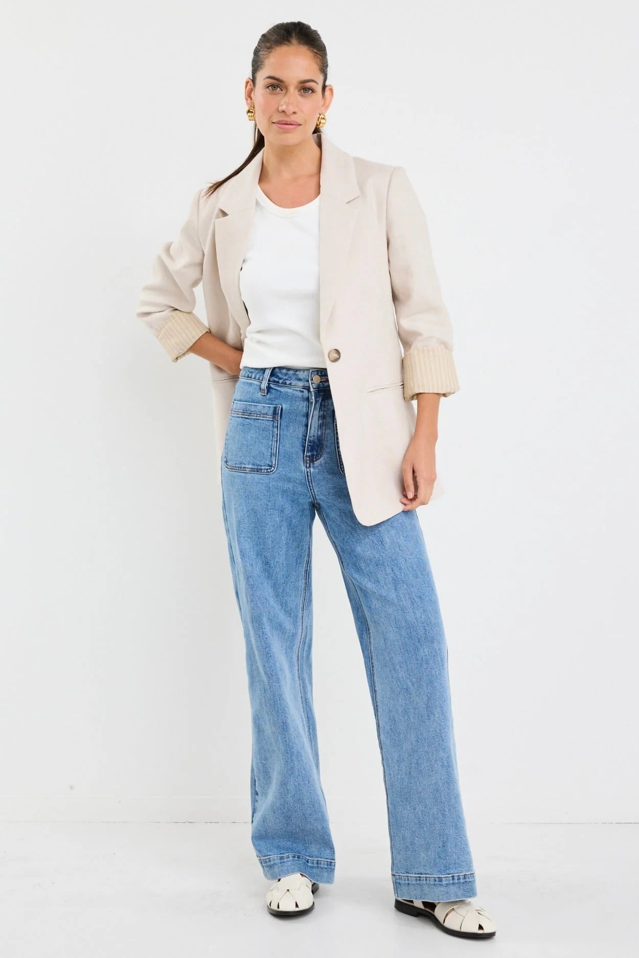 Atlantic Taupe Lyocell Cotton Classic Blazer