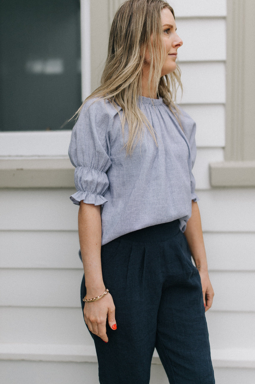 Zara pant - navy linen