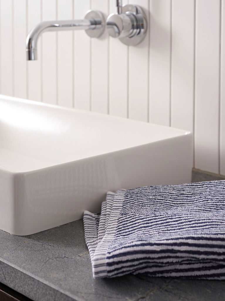 Stripe Cotton Bath Towel Range - Navy/White