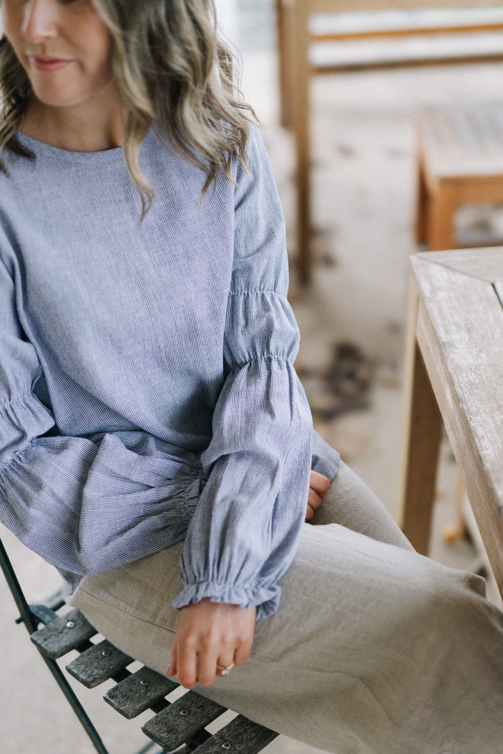 Victoria Blouse - Navy stripe