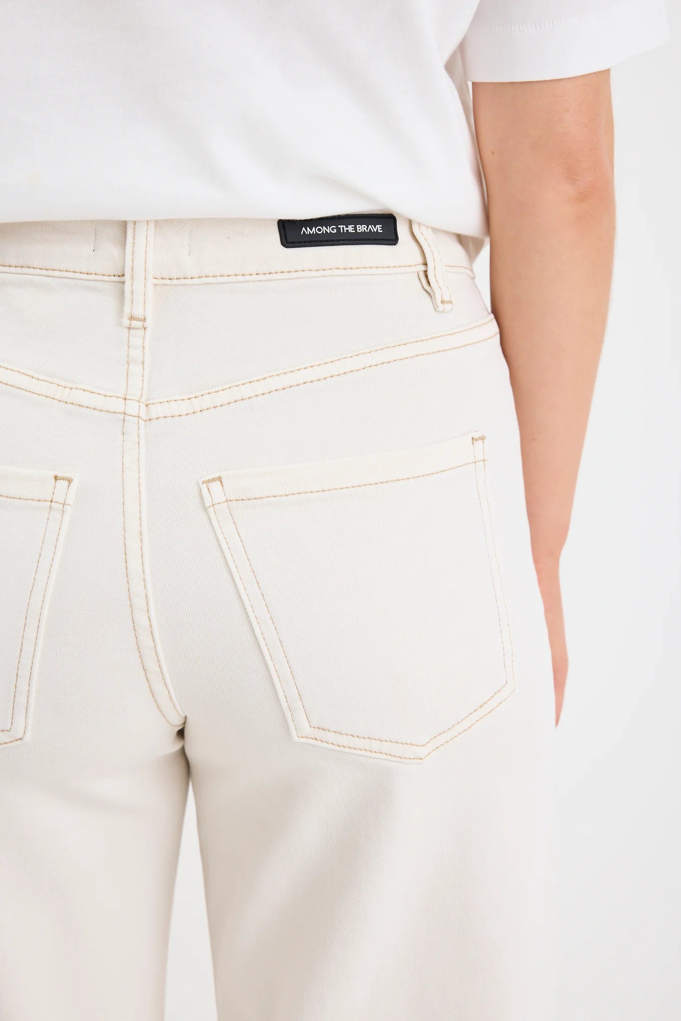 Zoey Ecru Petite High Rise Wide Leg Pocket Jean - PETITE