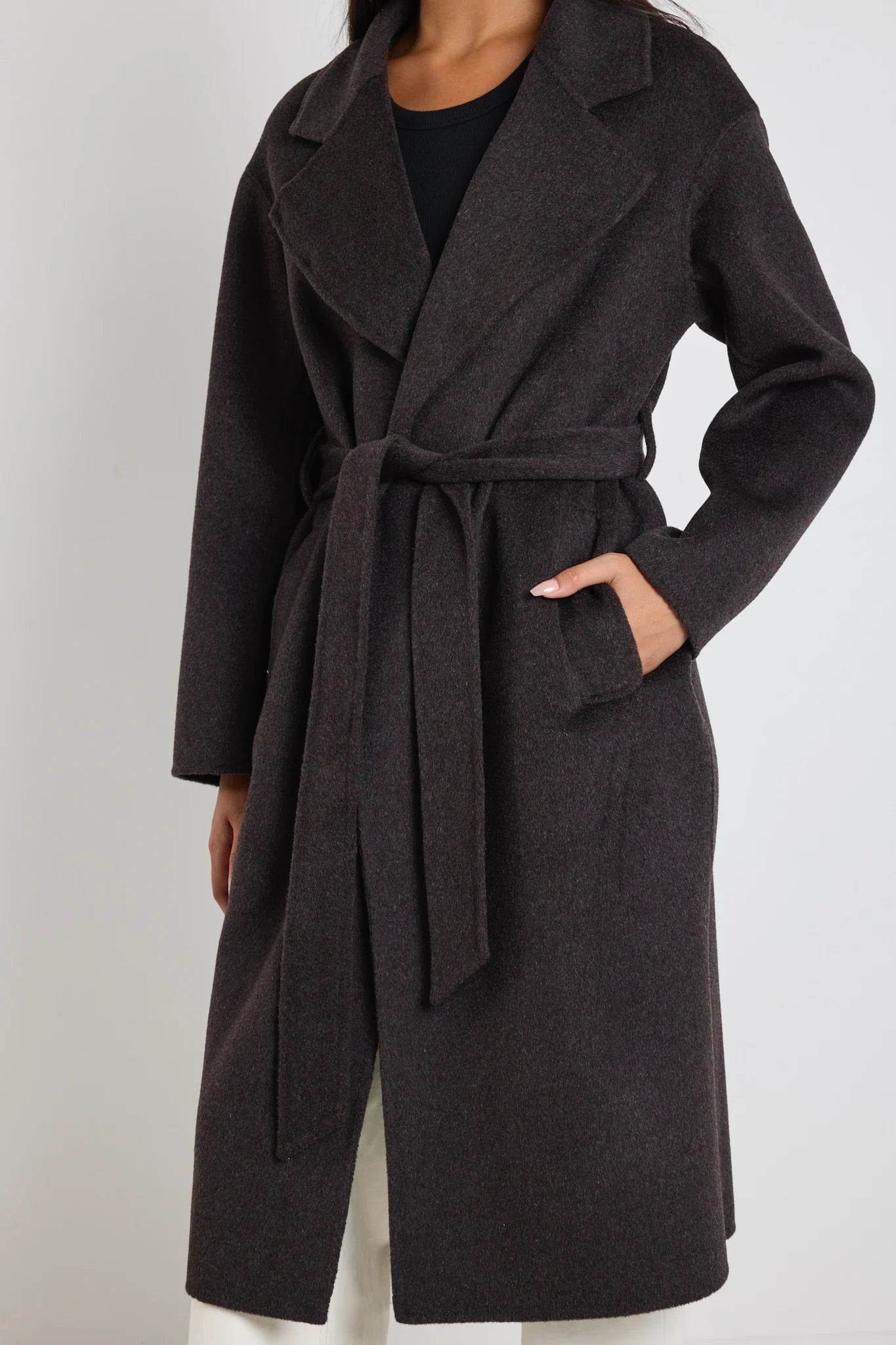 Geneva Chocolate Marle Wool Belted Coat
