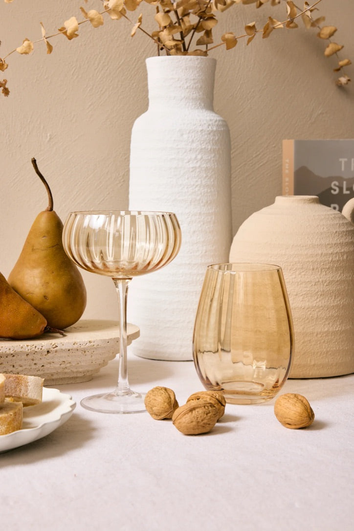 Ripple Light Amber Stemless Glass