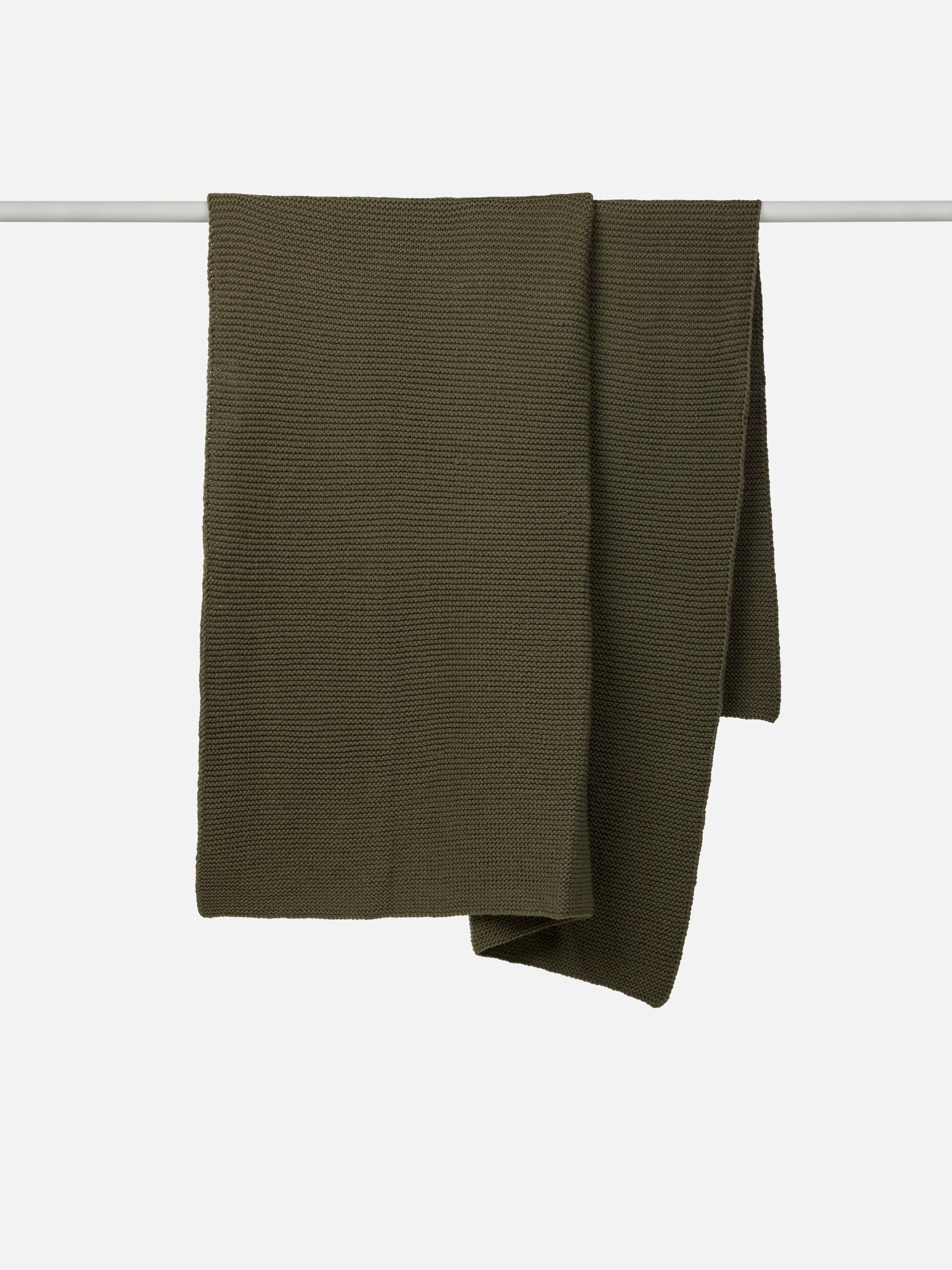 Wool Purl Knit Throw - Olive