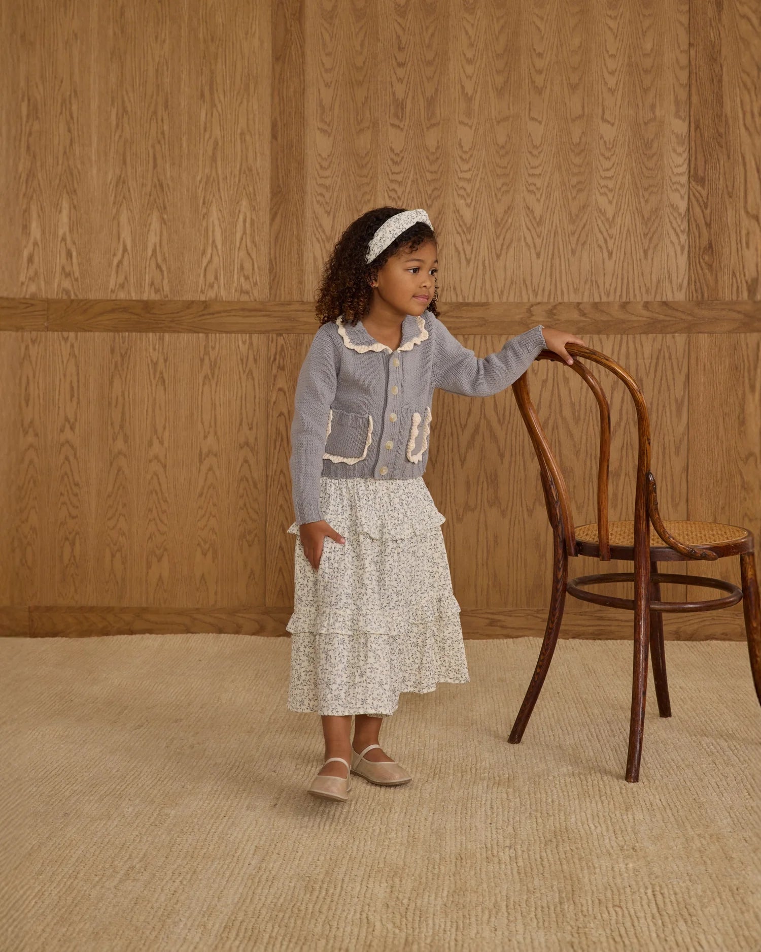 Ruffled Midi Skirt || Blue Vines