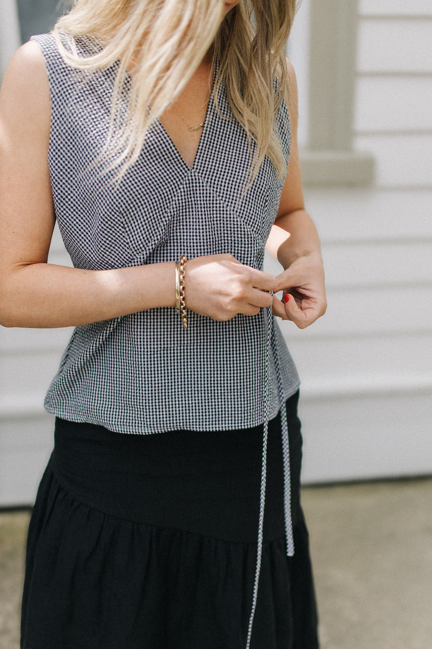 Claudia top - black/white gingham