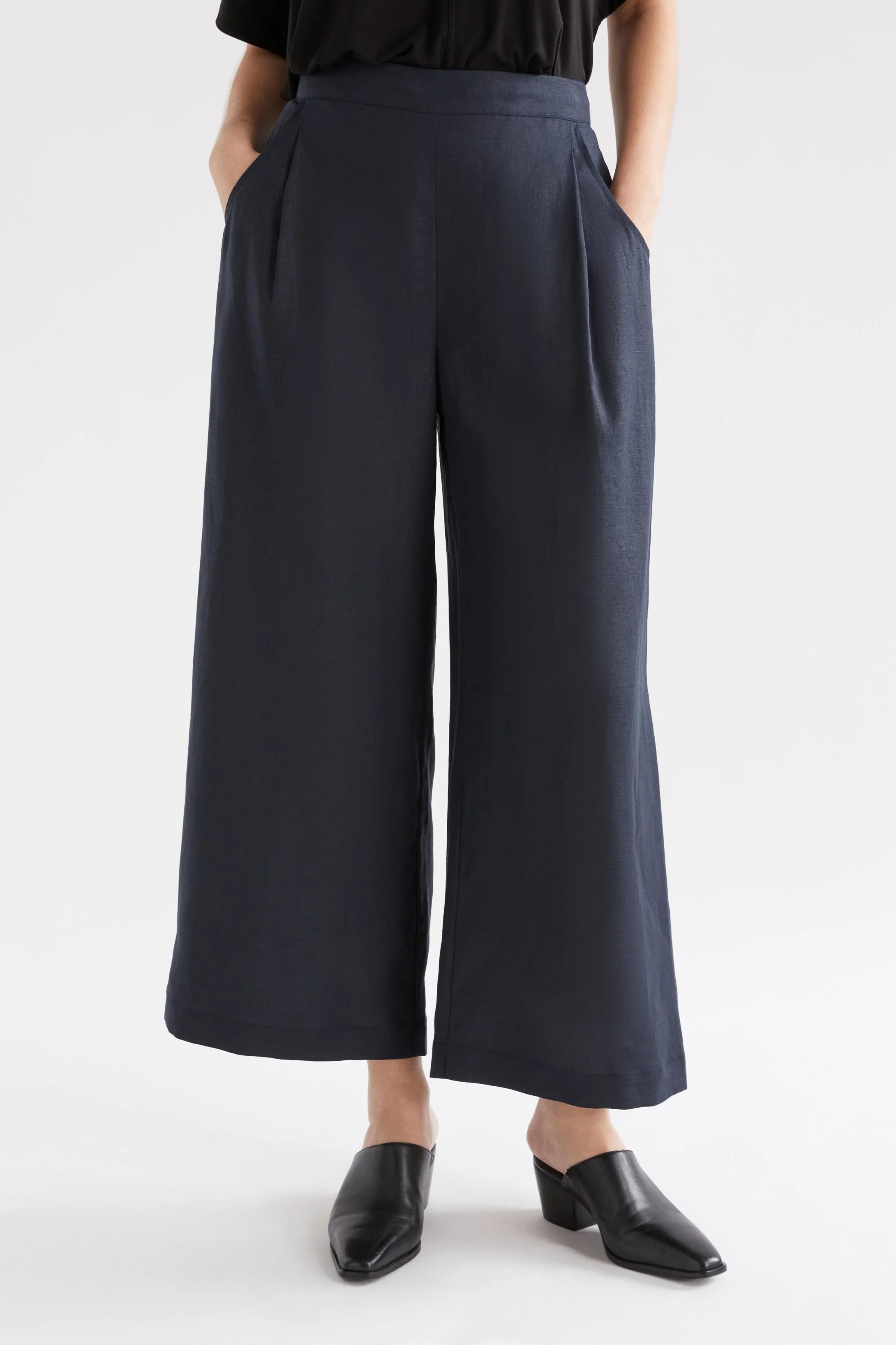 ILONA LIGHT LINEN PANT - Space blue