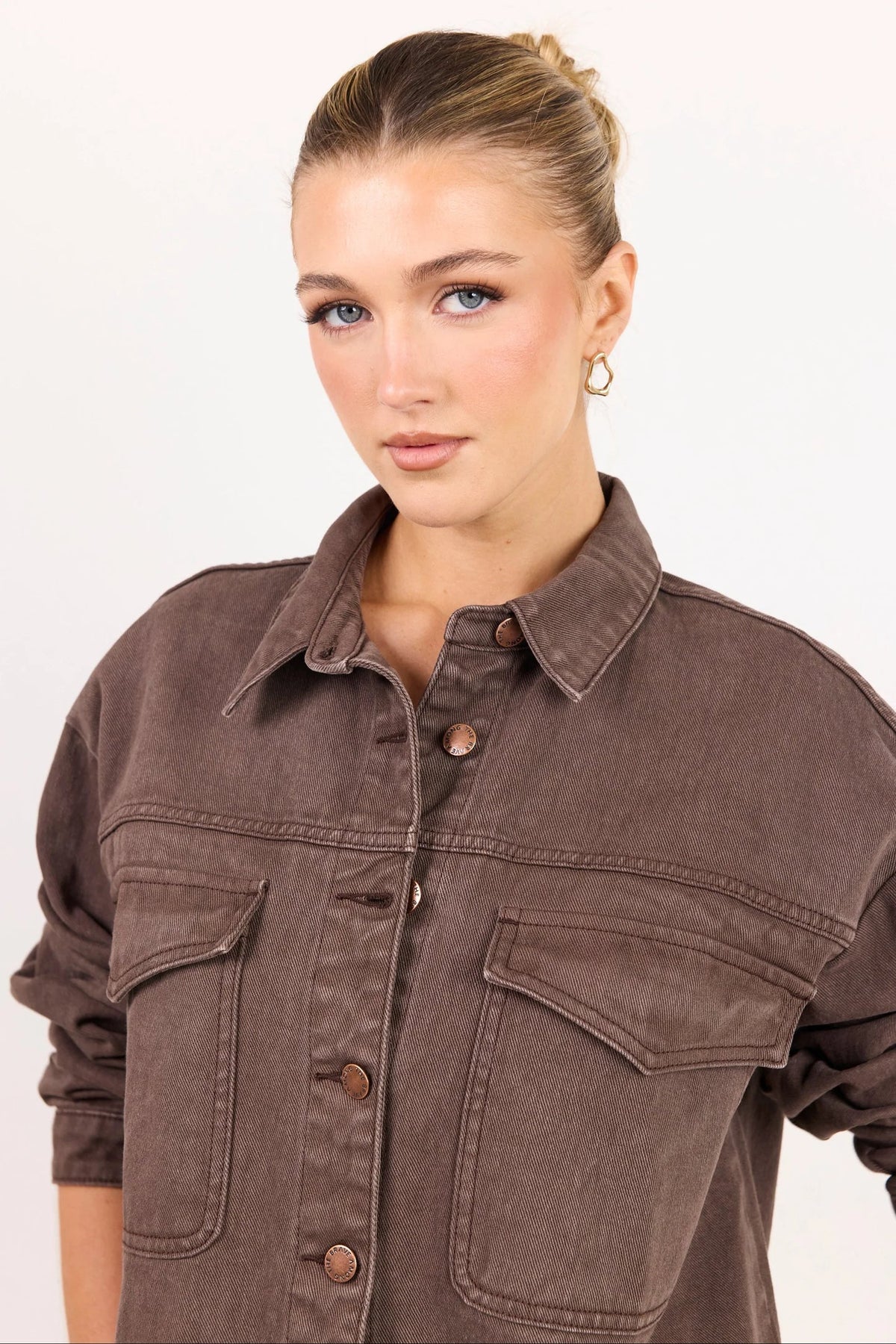 Echo Mocha patch pocket denim jacket