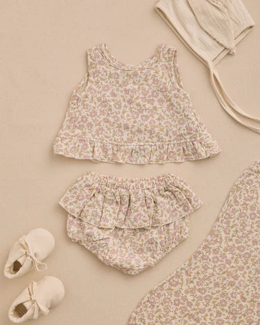 Ruffled Tulip Top + Bloomer Set Dahlia