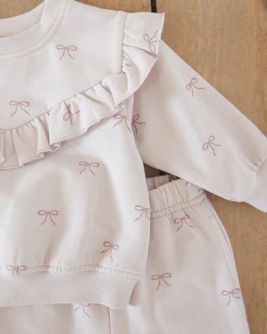 Ruffle Sweatshirt - Lilac bows