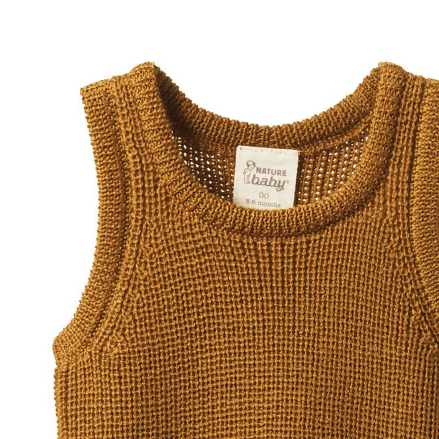 Merino knit vest - TOFFEE CHUNKY KNIT