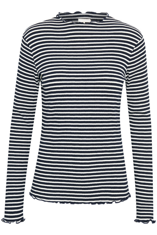 Candace long sleeve - Night sky/Egret stripe