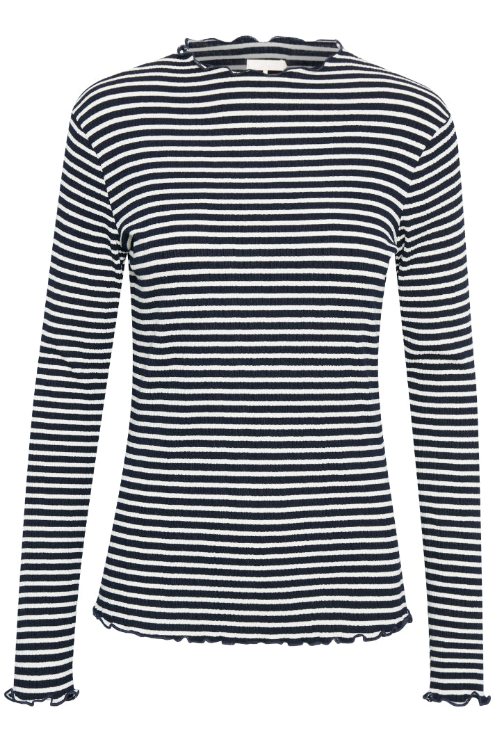 Candace long sleeve - Night sky/Egret stripe