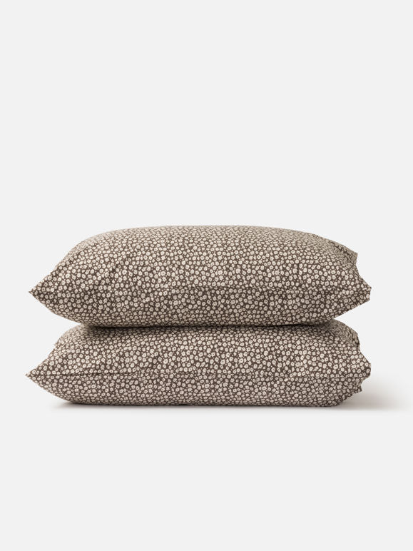 Forget Me Not Organic Cotton Pillowcase Pair - Rye/Bone
