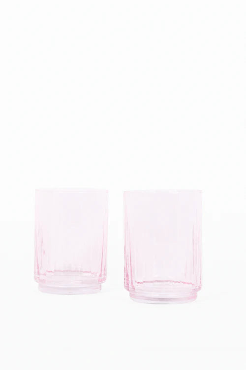 Pale Pink Ribbed Set 2 Tumblers
