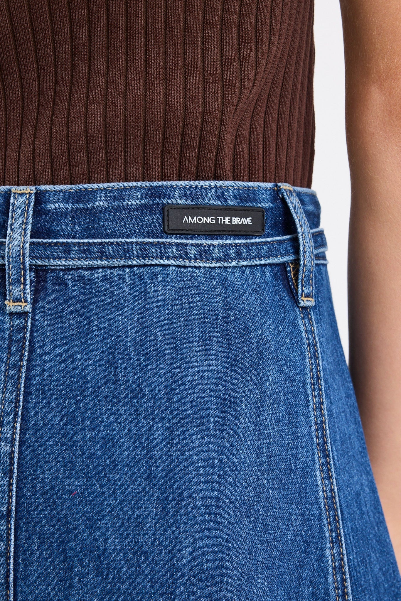Dockside Storm Blue Denim Tie Front Maxi Skirt