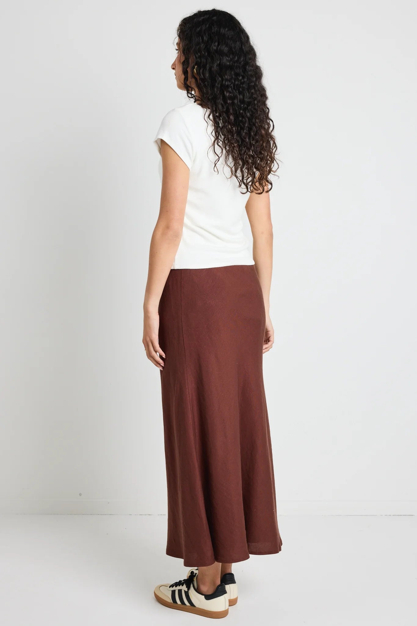 Summit Chocolate Tie Waist Bias Maxi Skirt