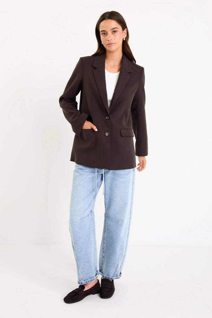 Diploma Dark Chocolate Two Button Vent Sleeve Blazer