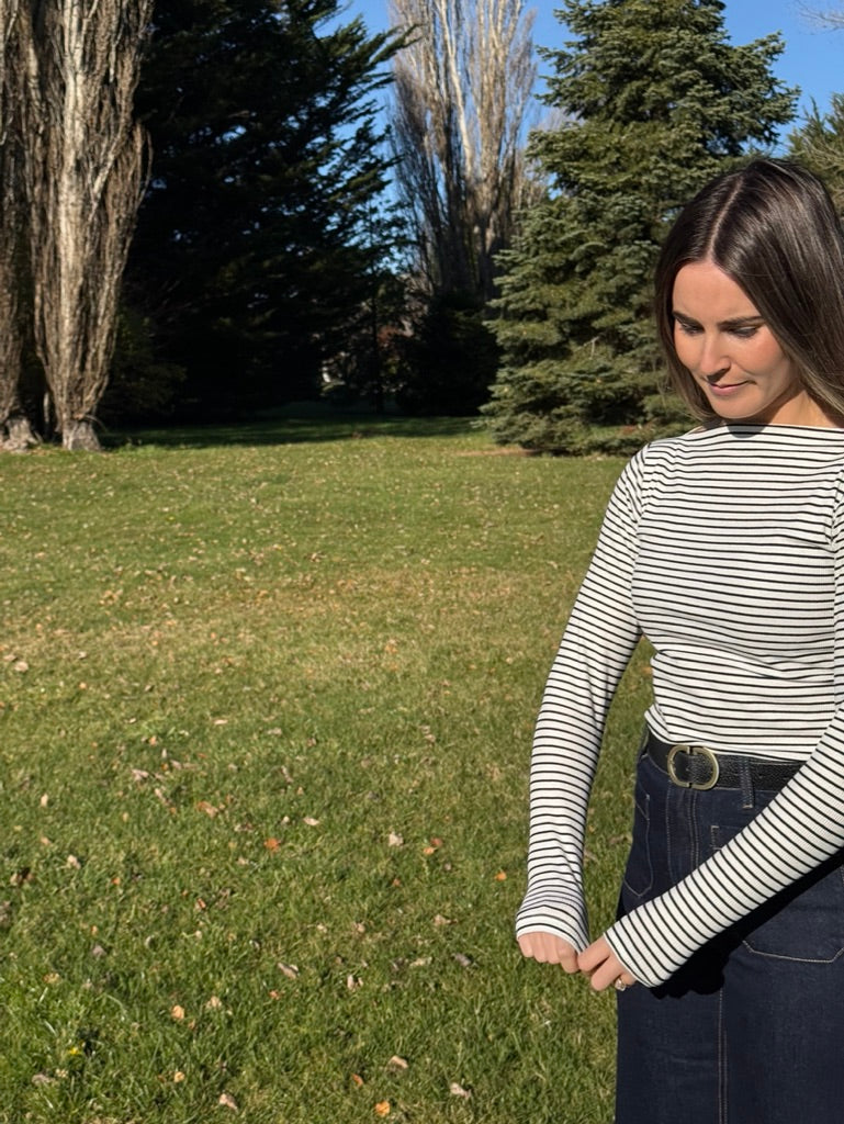 Marlow top - Black/White stripe