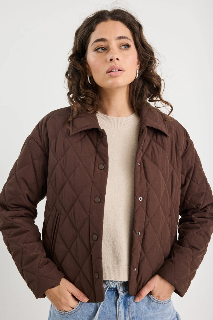 Absolute Chocolate Collared Quilted Jacket