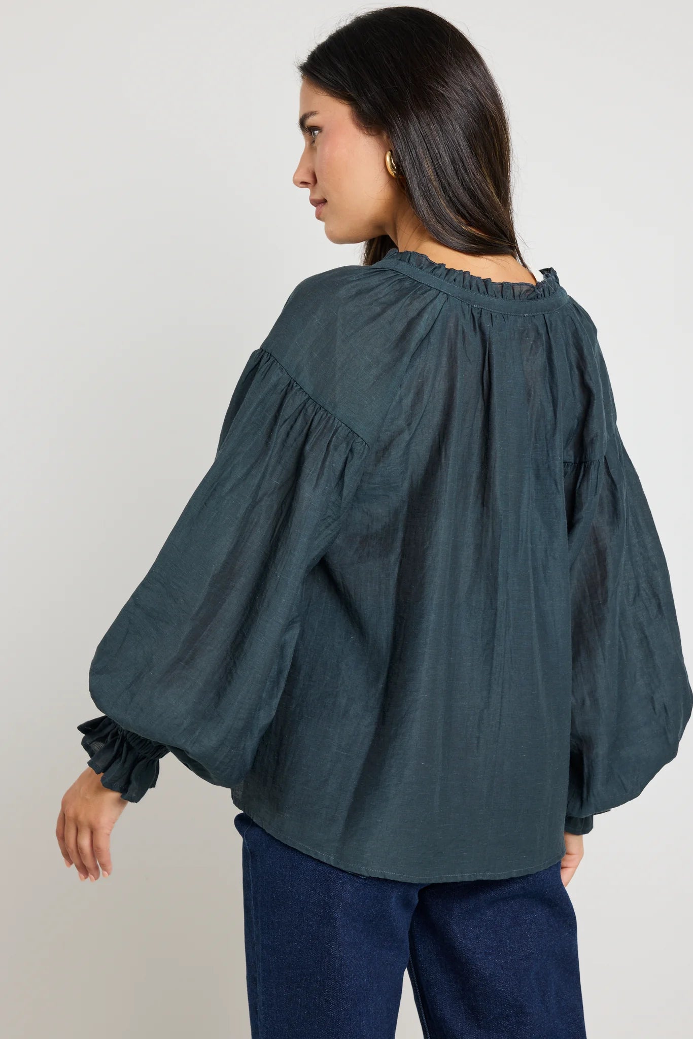 Refined Deep Forest LS Pintuck Top